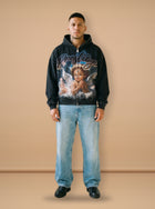 Angel graphic studded zip-up hoodie