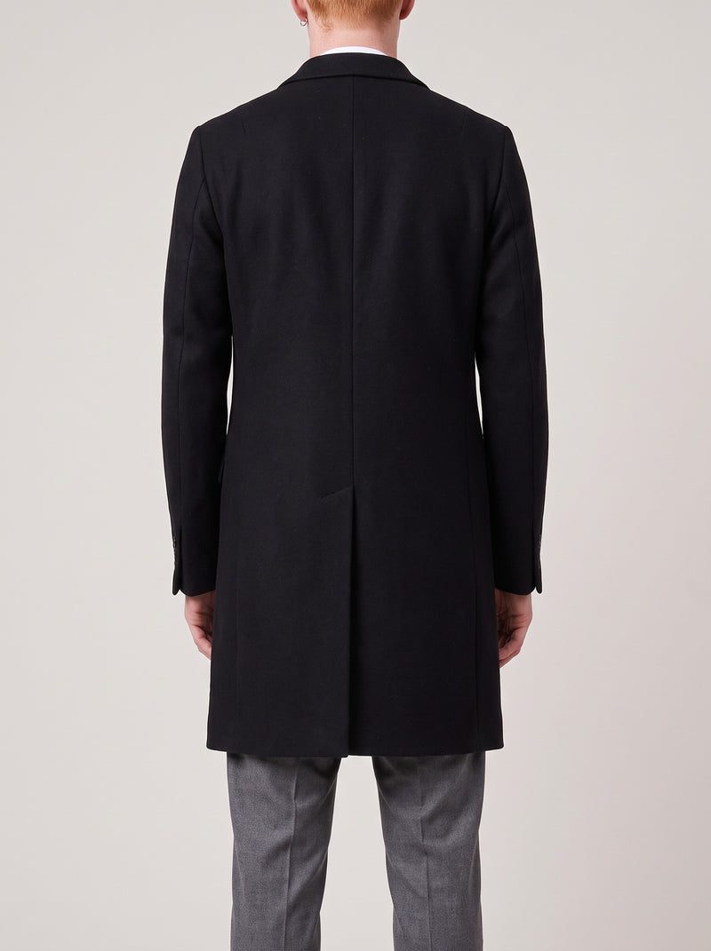All Saints Rainer Coat Black M on model, back
