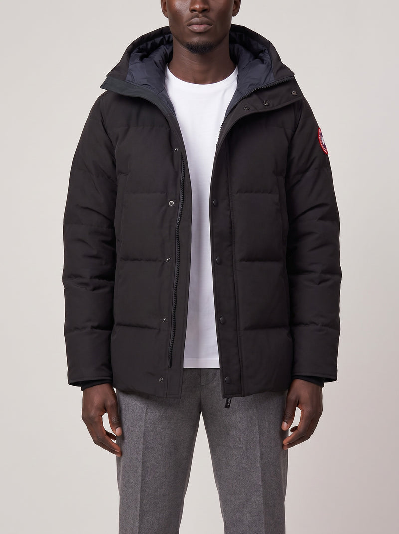 Canada Goose Black Parka on model, front