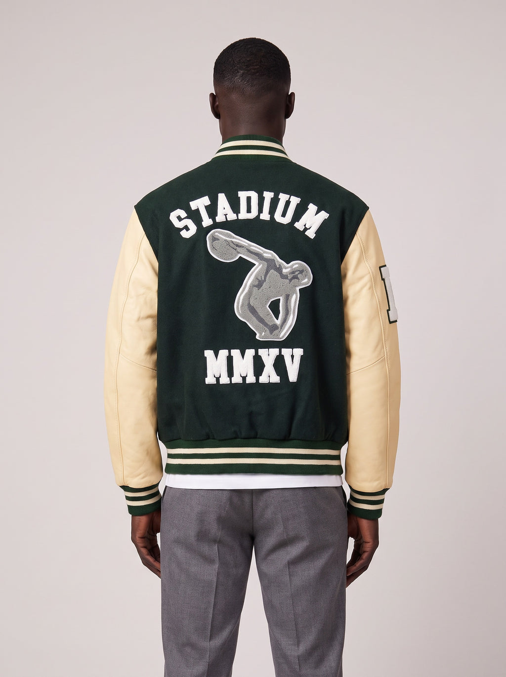Stadium Goods Varsity Letterman Jacket on model, back