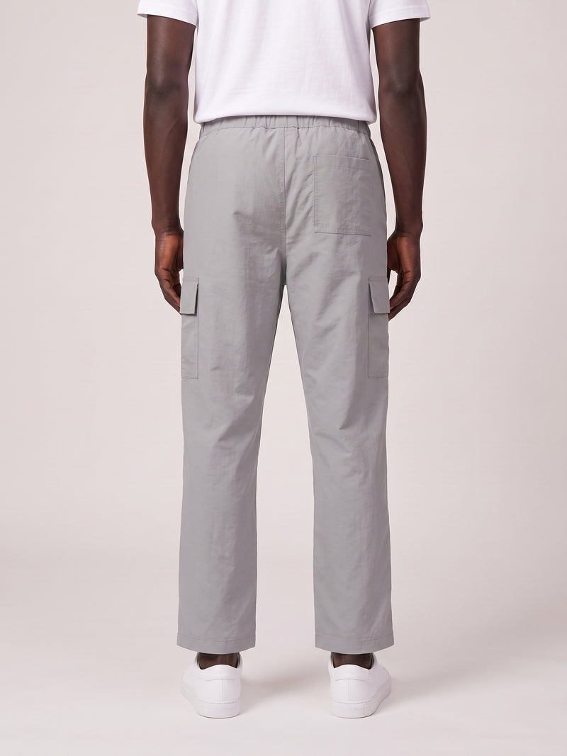 Light Straight Leg Cropped Trousers on model, back