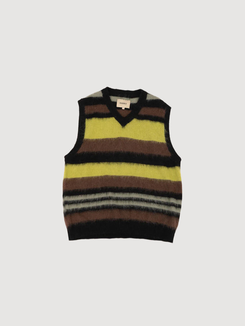 Striped V-Neck Sweater Vest Black