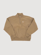 Stüssy Stock Logo Mock Zip Sweatshirt in khaki