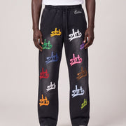 Unique Art broek zwart voorkant op model