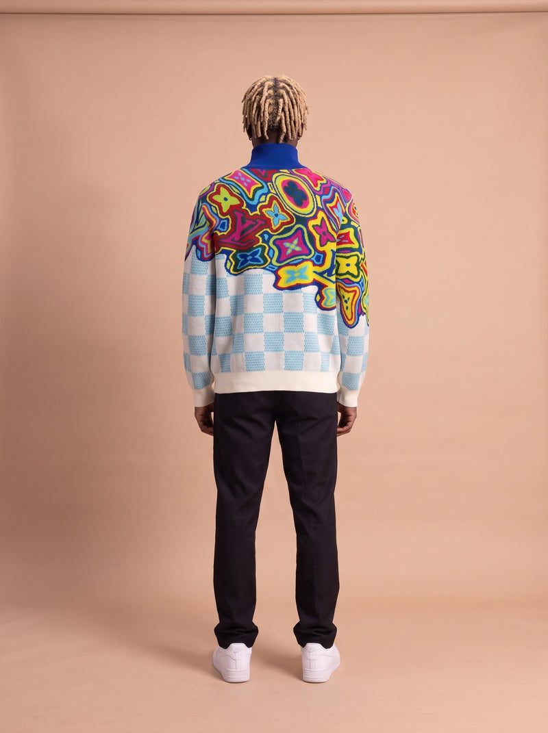 Distorted Monogram And Damier Half-Zip Sweater model achterkant