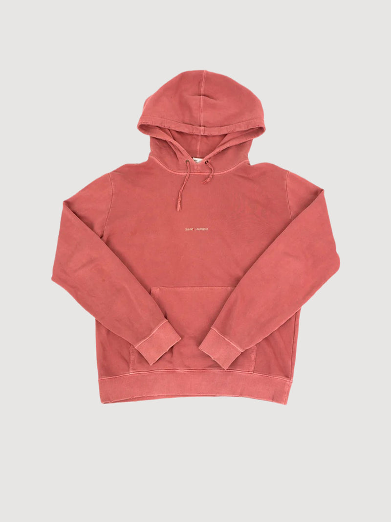 Saint Laurent Paris Pink Logo distressed hoodie