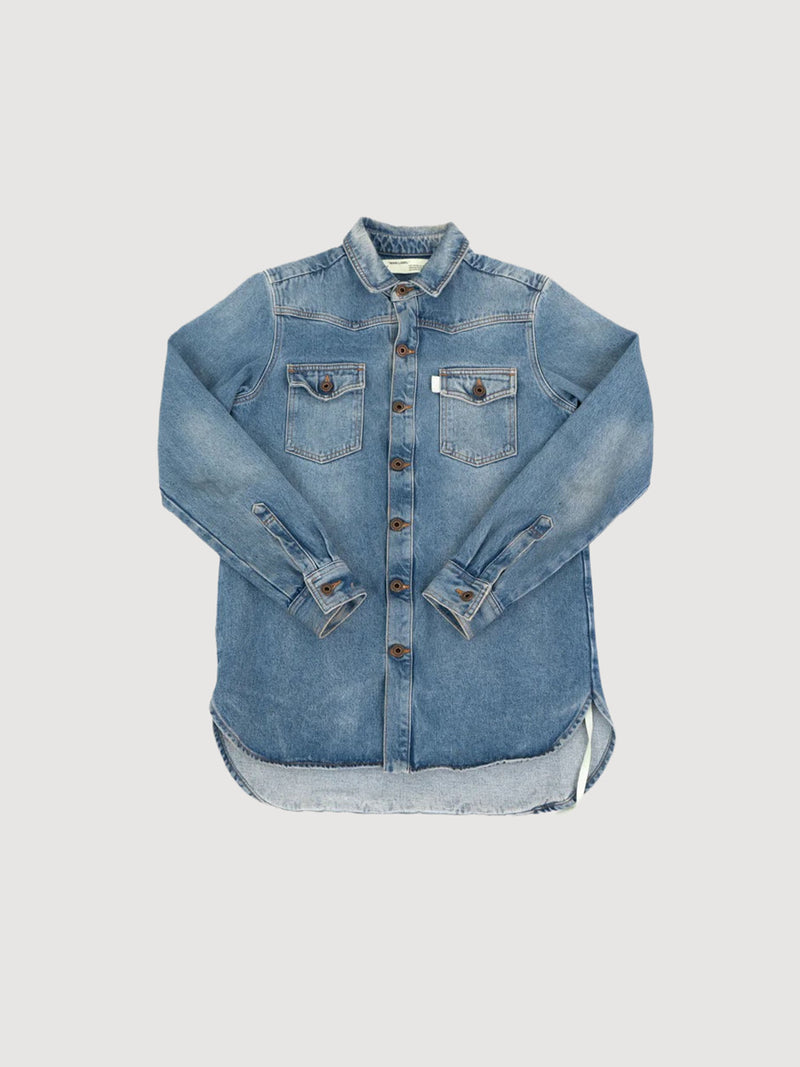 Off-White Diagonal Spray Denim Button-Up