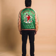 SAINT MXXXXXX x Sukajyan Reversible Bomber Jacket, groene kant, achterkant op model