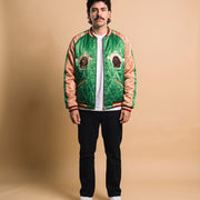 SAINT MXXXXXX x Sukajyan Reversible Bomber Jacket, groene kant, voorkant op model