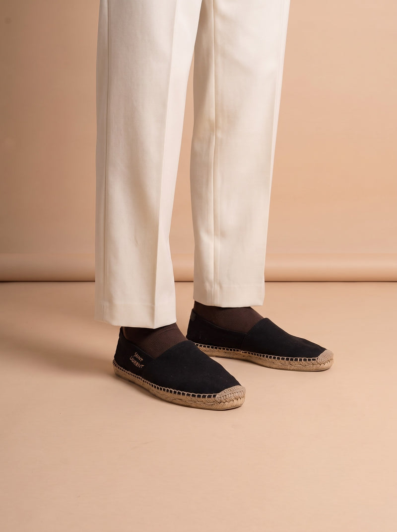 Saint Laurent logo-embroidered espadrilles aan de voet