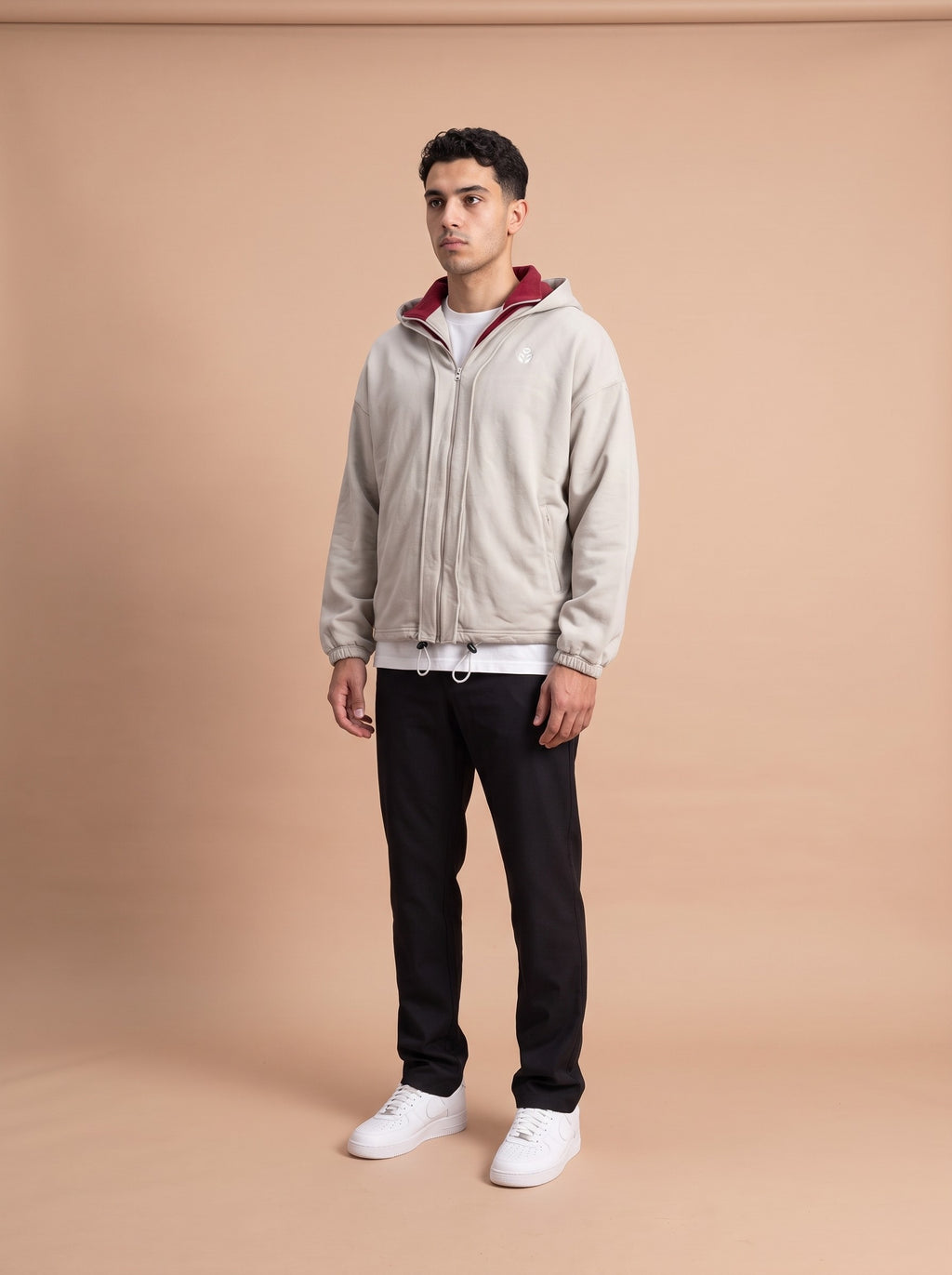 Cotton blend Isla hooded jacket model voorkant