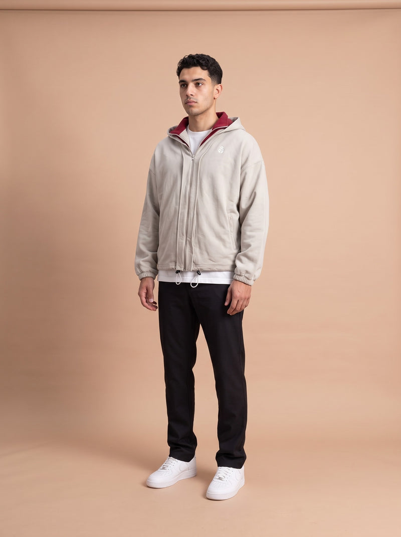 Cotton blend Isla hooded jacket model voorkant