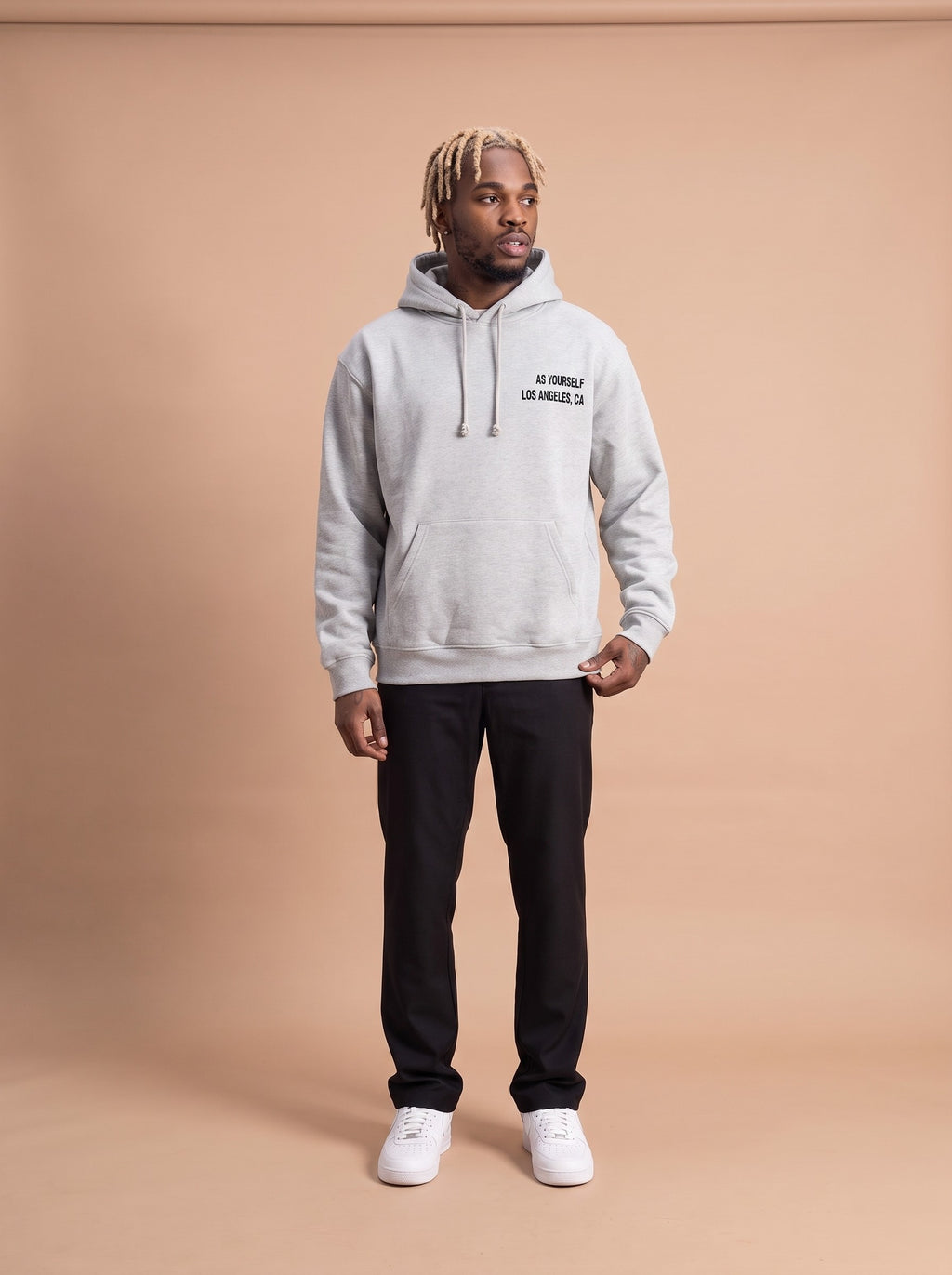 Logo Print Cotton Jersey Hoodie In Grey model voorkant